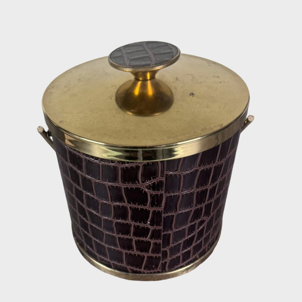 Serv-Master Creations Mid Century Modern Faux Alligator Chrome Ice Bucket